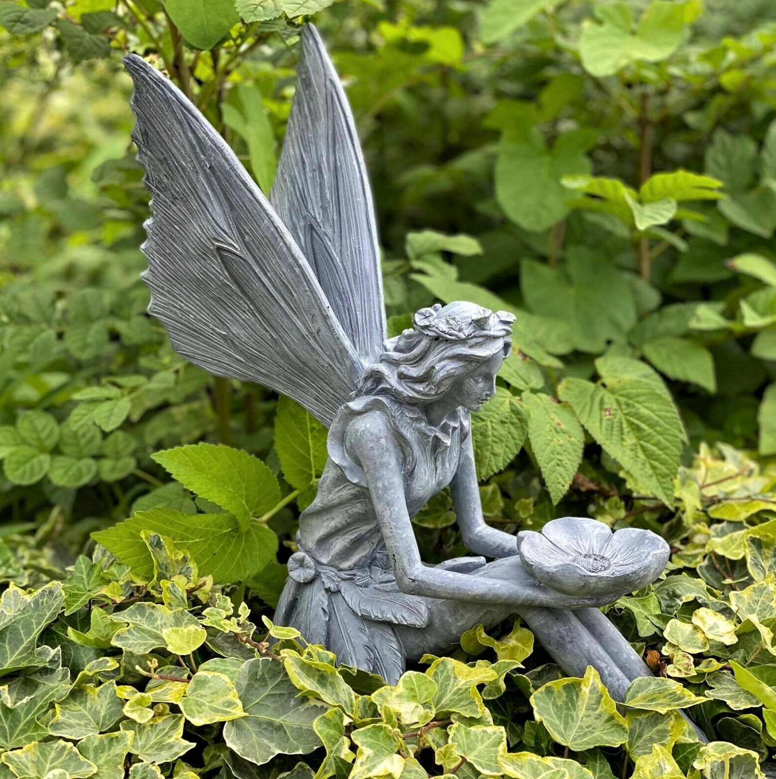 Garden Ornament Fairy Sculpture Antique Home Decor Slate Grey Etsy