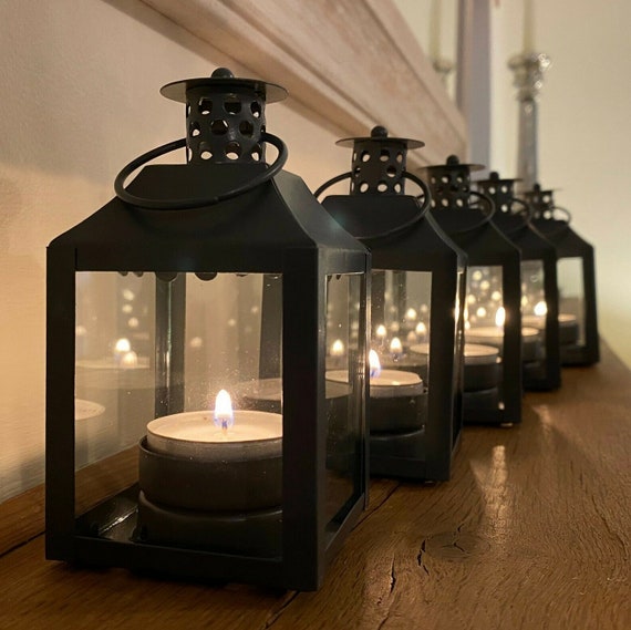 Theelicht kaars lantaarn voor thuis & set van 5 metalen - Etsy België