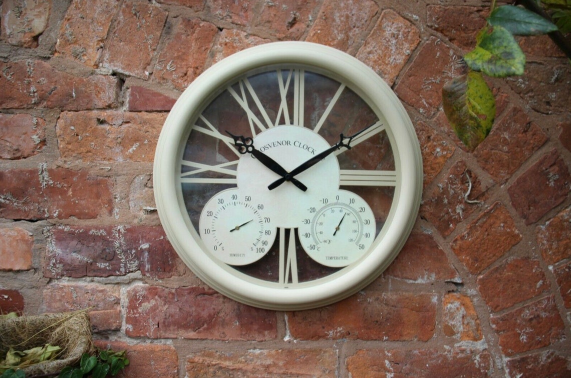 Outdoor Garden Station Wall Clock Thermometer & Humidity 38cm Etsy