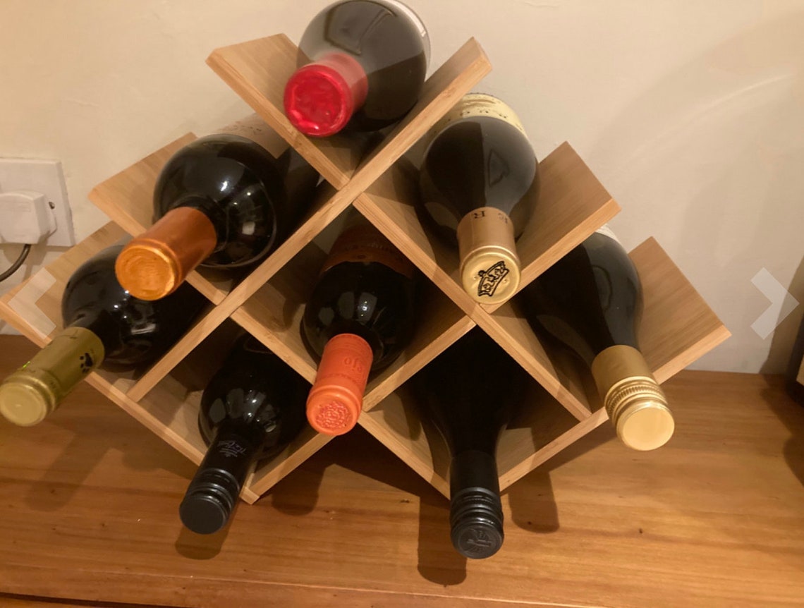 Wine Rack Wooden Free Standing 8 Bottle Storage Holder Wine Etsy