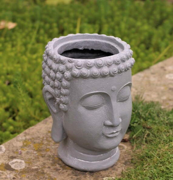 Buddha Plant Pot Planter Garden Ornament Buddha Head Zen Etsy