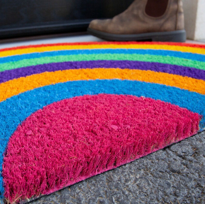 Coir Rainbow Doormats Fun Colourful Funky Durable Outdoor Etsy Australia