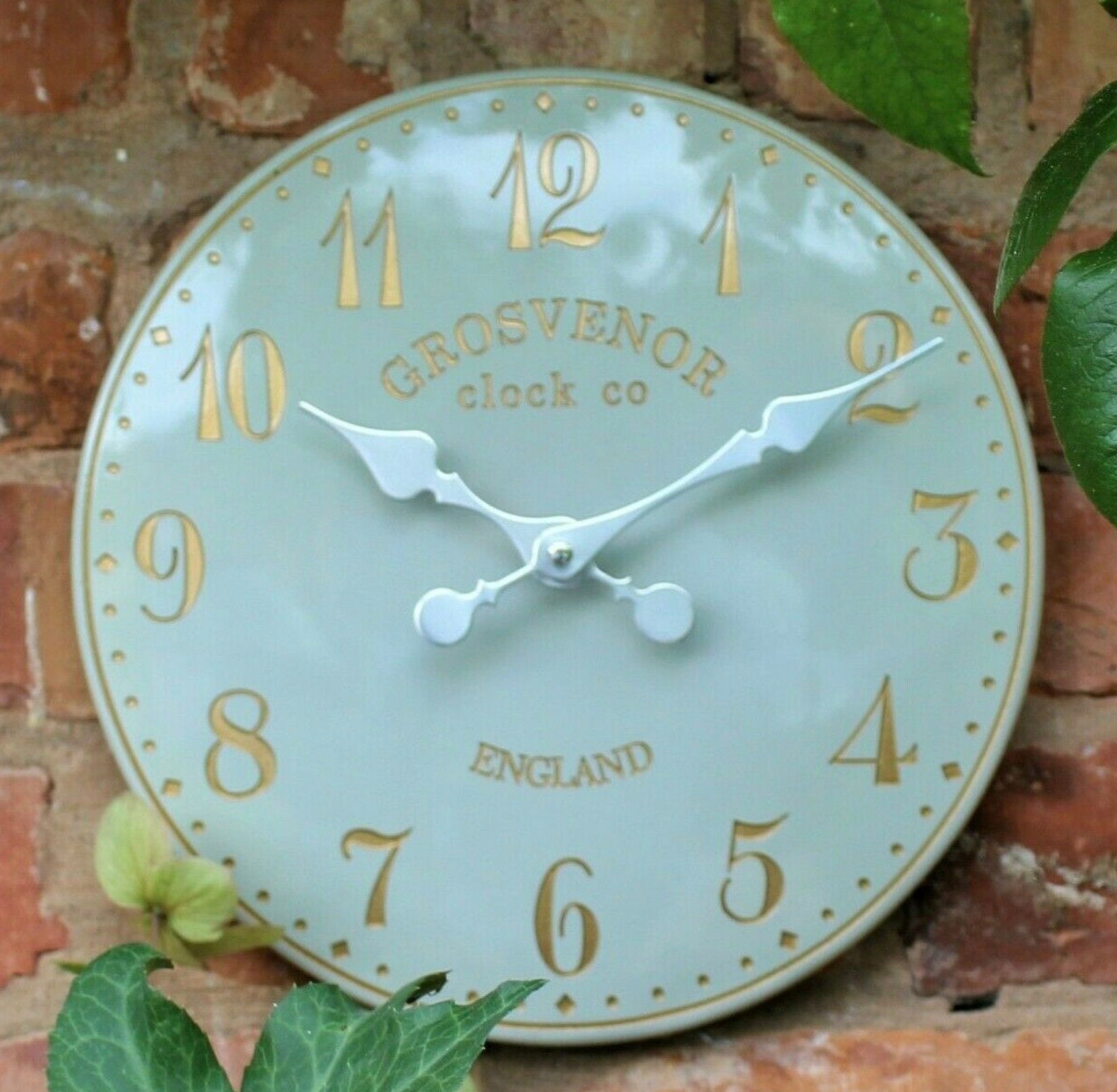 Wall Clock Grey Garden Indoor Outdoor Hand Painted church | Etsy