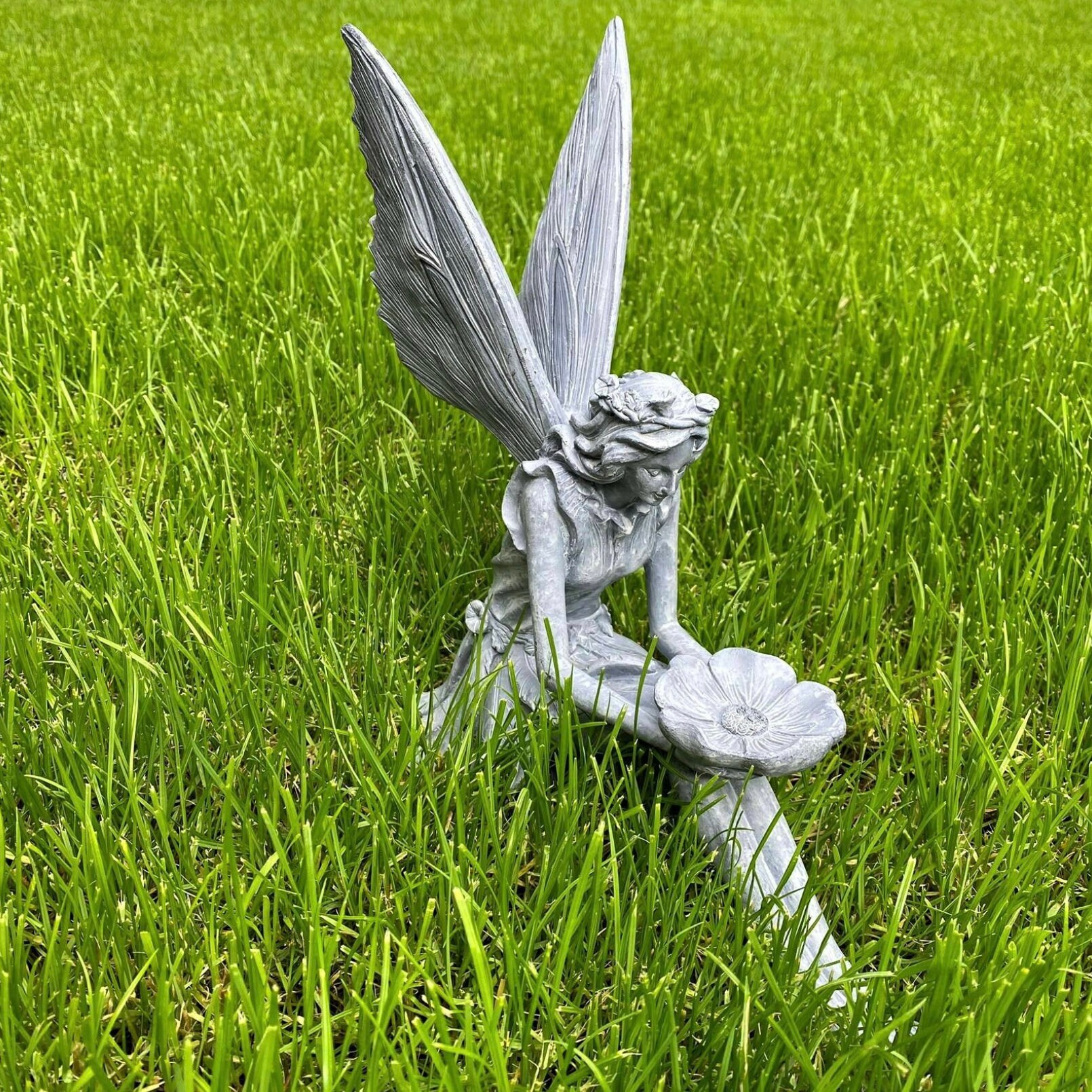 Garden Ornament Fairy Sculpture Antique Home Decor Slate Grey Etsy