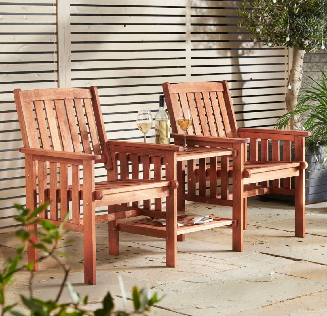 Jack & Jill Love Seat Companion Garden Bench Set Hardwood Etsy