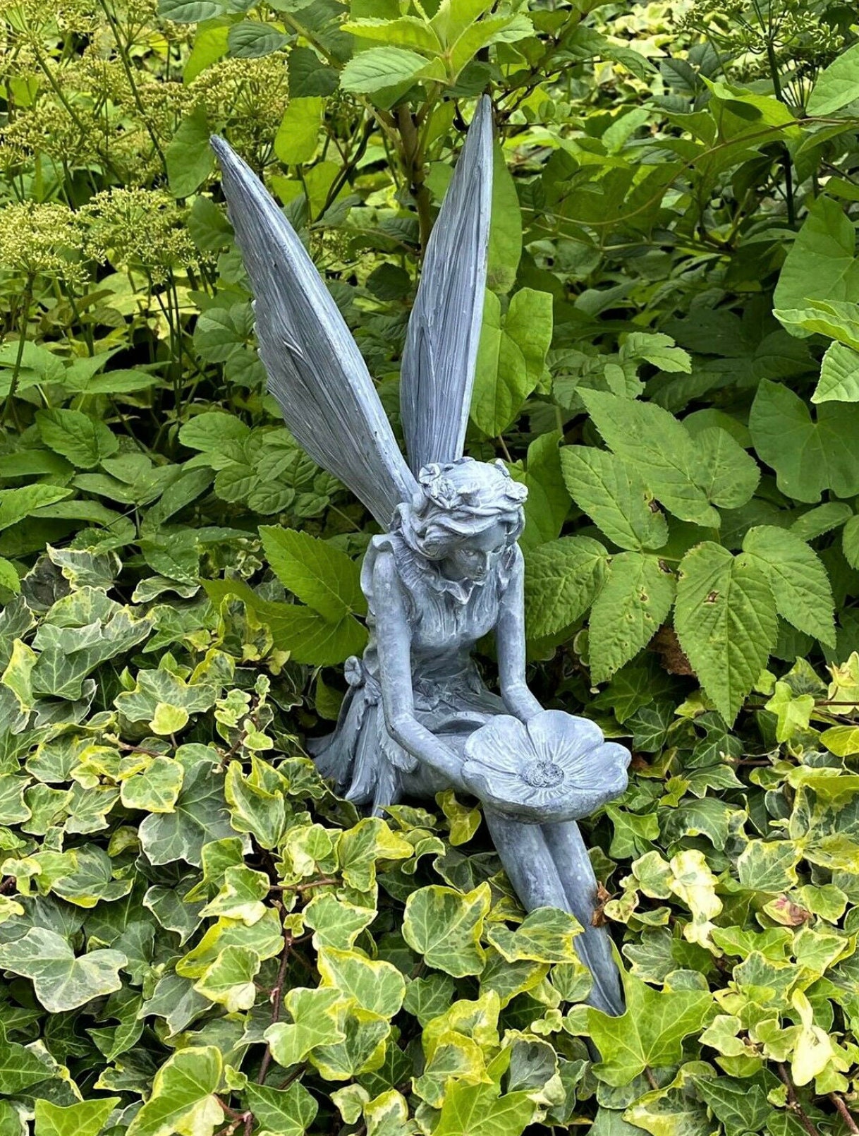 Garden Ornament Fairy Sculpture Antique Home Decor Slate Grey Etsy