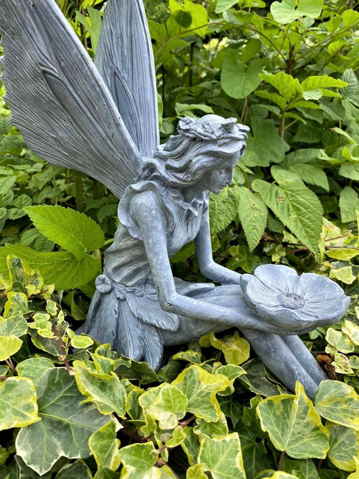 Garden Ornament Fairy Sculpture Antique Home Decor Slate Grey | Etsy