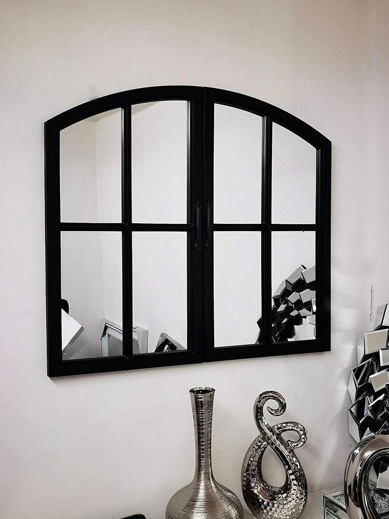 Window Style Mirror Living Room Black Mirror Home Decor Etsy