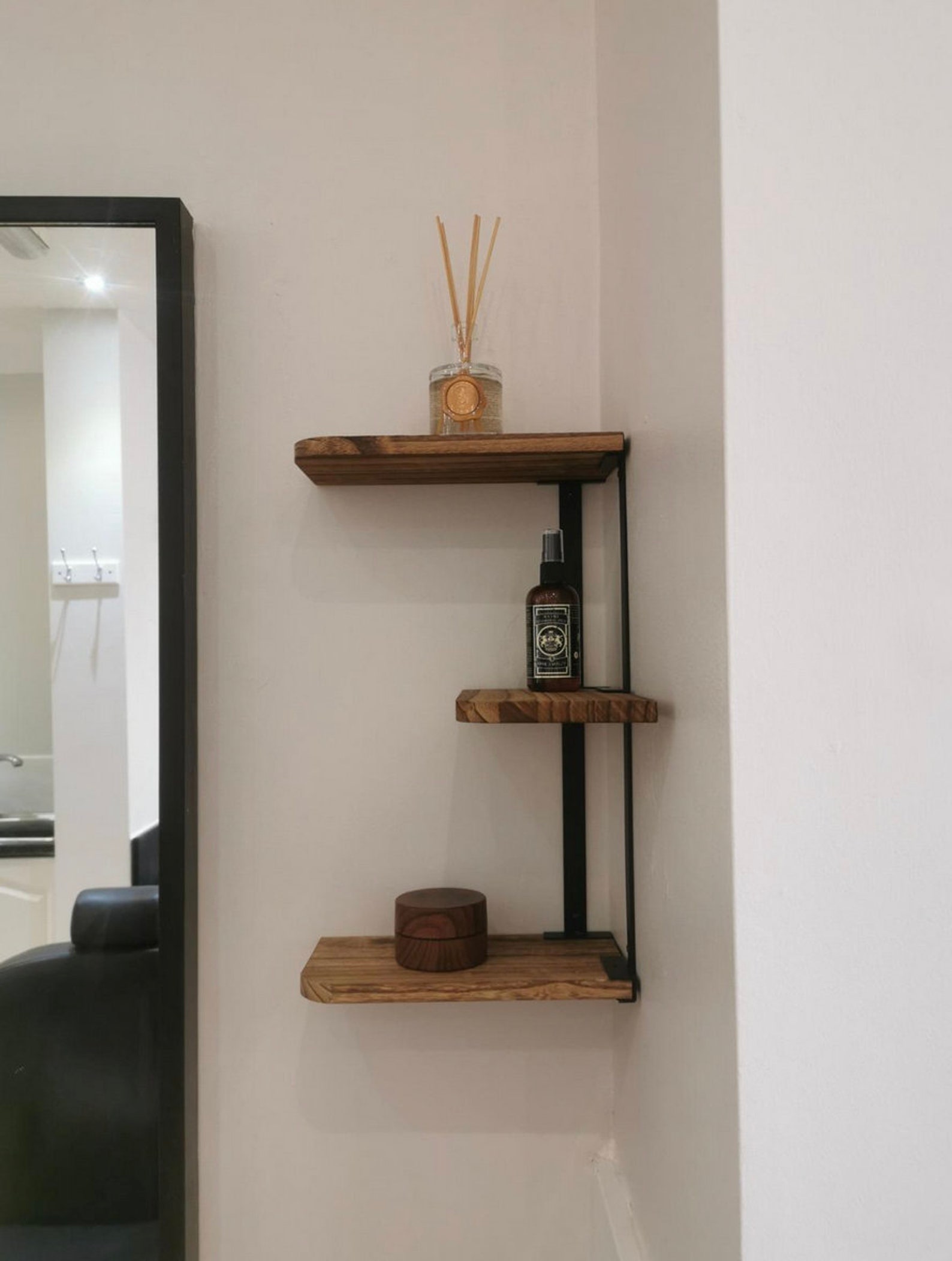 Rustic Wood Corner Shelf Storage Shelving Unit Wall Mounted Etsy UK
