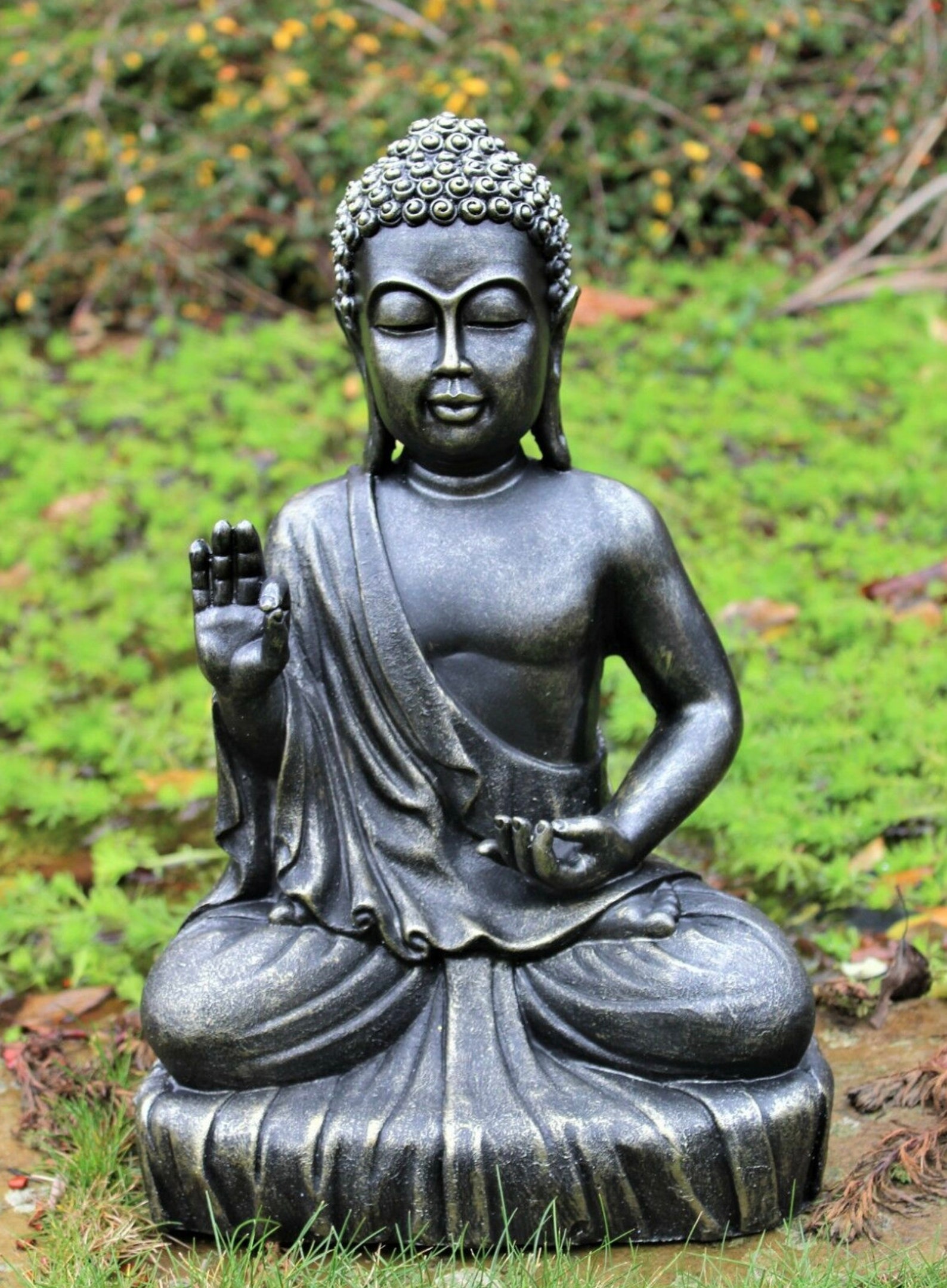 Ornement de jardin Grand Bouddha assis Effet bronze extérieur | Etsy