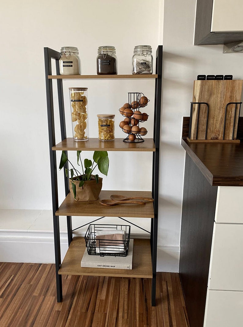 4 Tier Ladder Shelf Industrial Sturdy Multipurpose Bookshelf Etsy UK