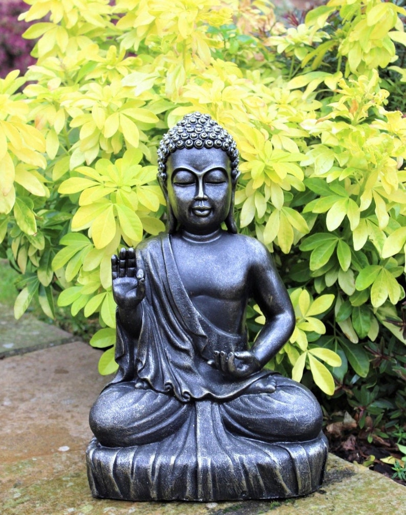 Garden Ornament Large Sitting Buddha Bronze Effect Outdoor Etsy