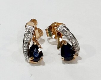 Stud Earrings Diamond Unique Sapphire 2ct Solitaire 9ct Gold - Etsy UK