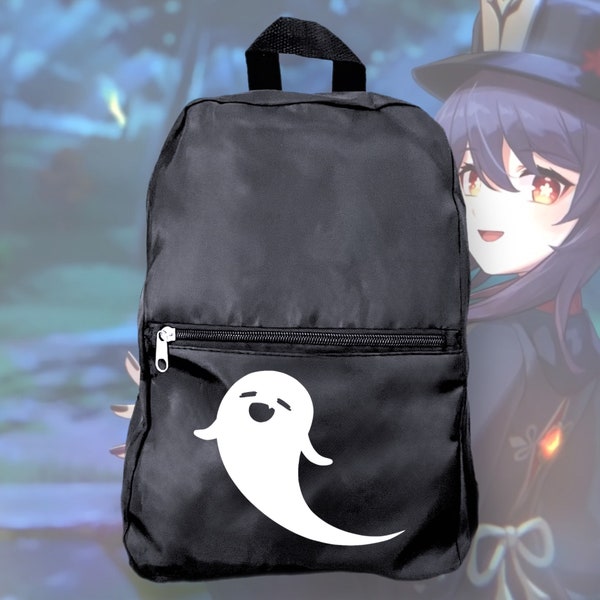 Hu Tao Black Nylon Backpack | Genshin Impact Backpack | Mini 12” Anime Backpack |