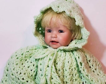 Infant Wrap Cape Based on Vintage 1970s Pattern Crocheted Boy Girl