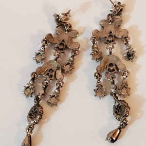 Vintage Victorian Style Silver Tone with Rhinestones and Black Glass for Pierced Ears image 2