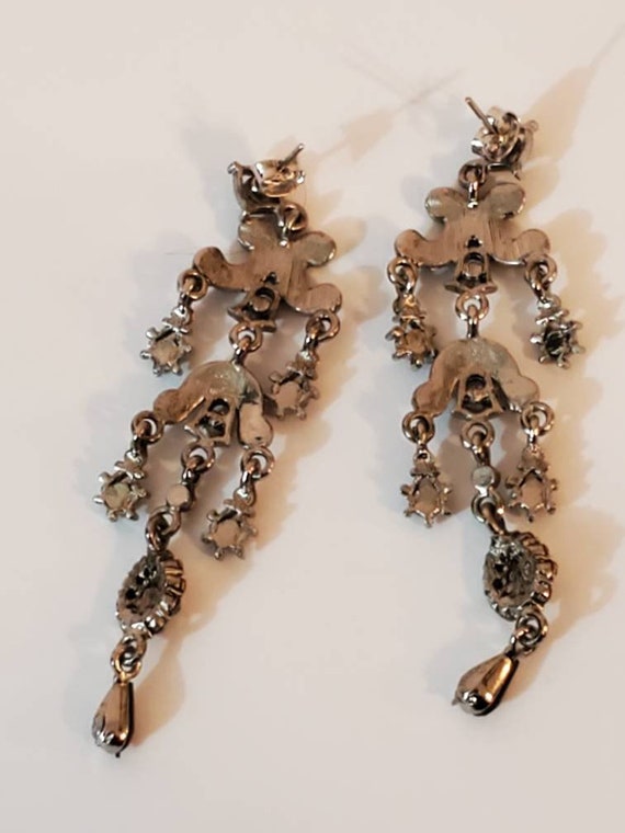 Vintage Victorian Style Silver Tone with Rhinesto… - image 2