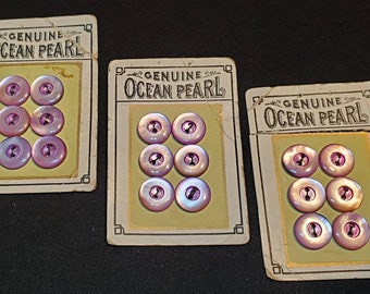Genuine Ocean Pearl Antique MOP Buttons Lavender Purple MOP Set of 18