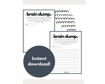 Despejo cerebral // PDF para impressão // 2 páginas // Linhas e sem linhas // Páginas do diário