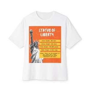 Unisex Oversized Boxy Tee - Soft Cotton Blend, Relaxed Fit, Custom Graphic T-Shirt for Men and Women,  Statue of Liberty.F