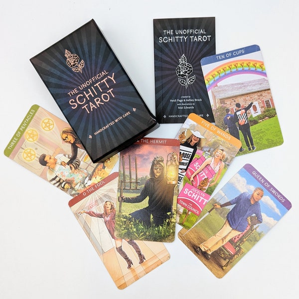 Baraja de tarot Schitt's Creek, bordes laminados en oro rosa, con guía