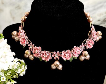★VINTAGE HOLLYWOOD★ Petit Pearl Rose Necklace_VH2435NE009M Welcome to joyful online shopping!