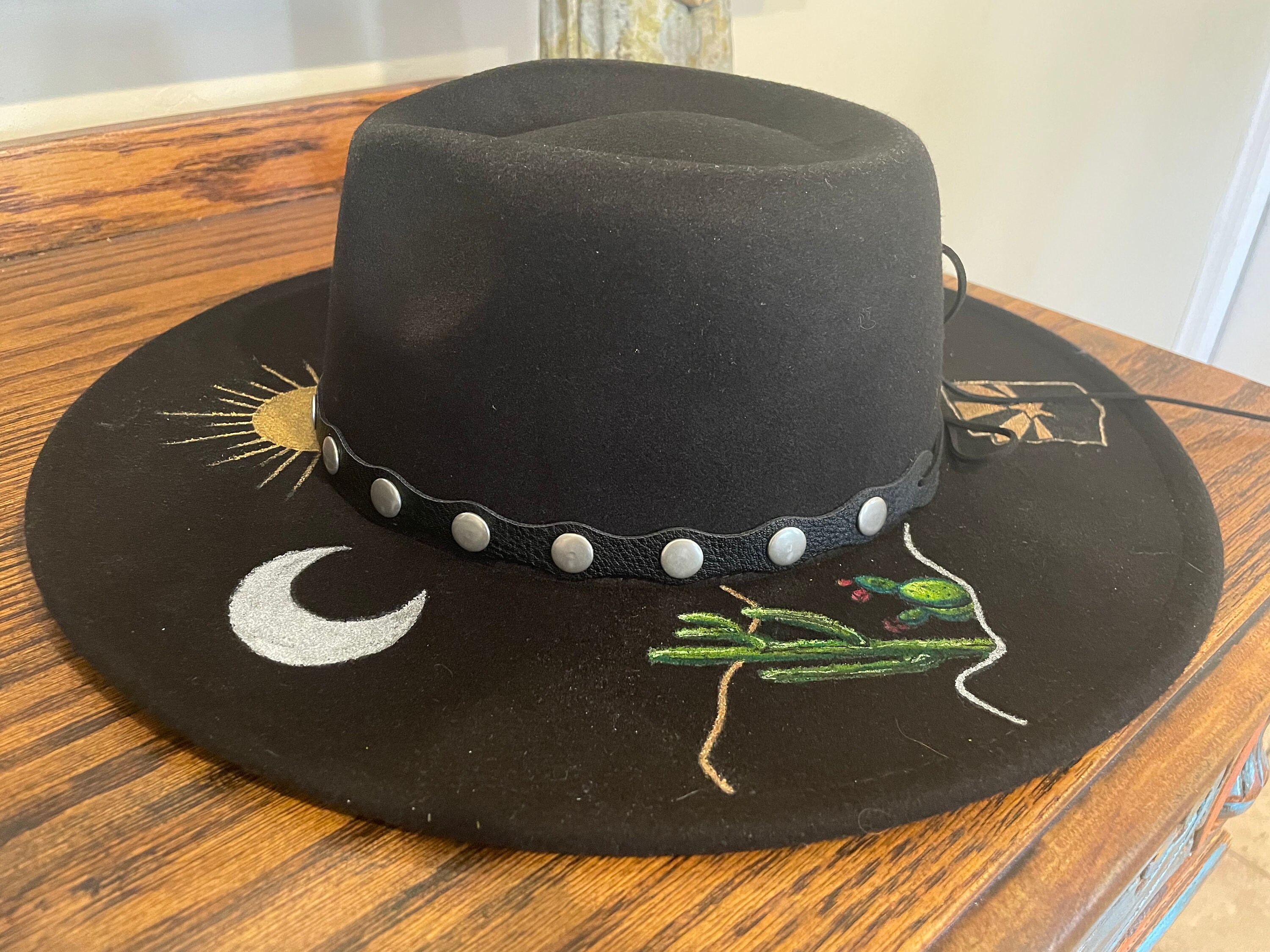 Beautiful hand painted southwest hat Etsy
