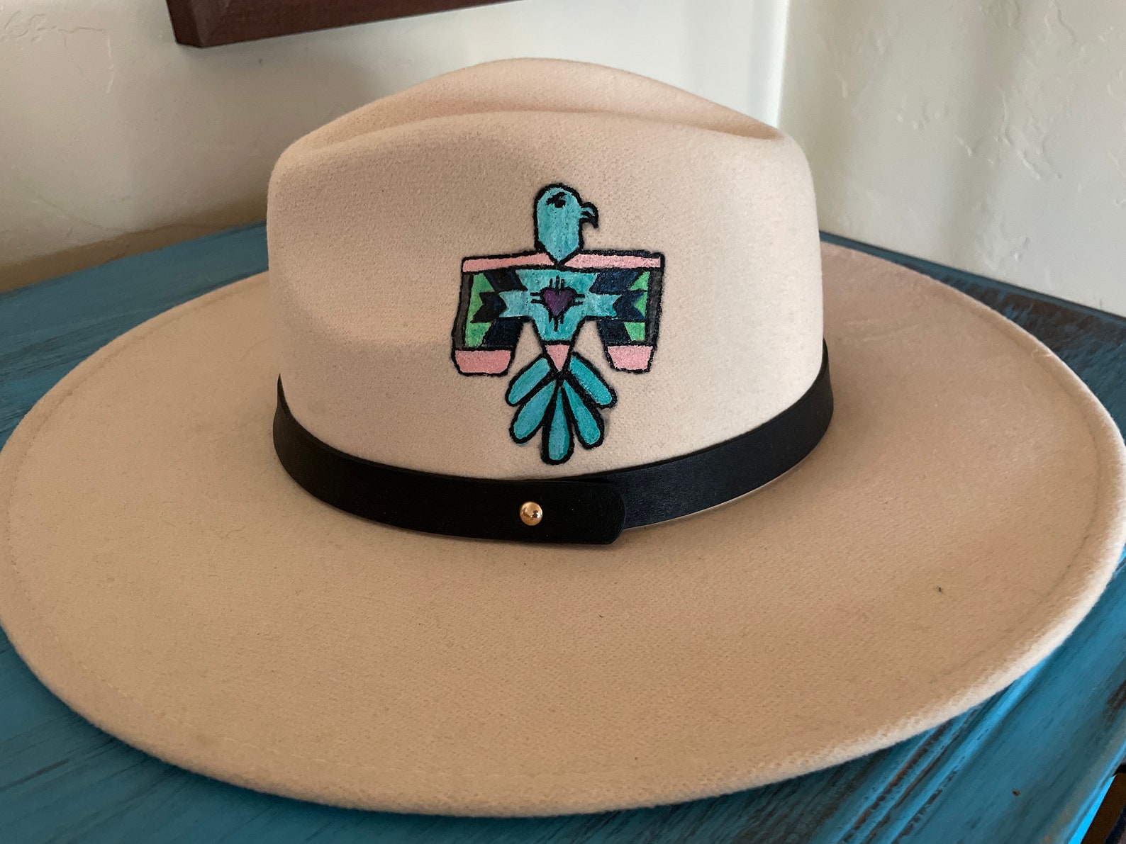 Handpainted western Phoenix hat Etsy