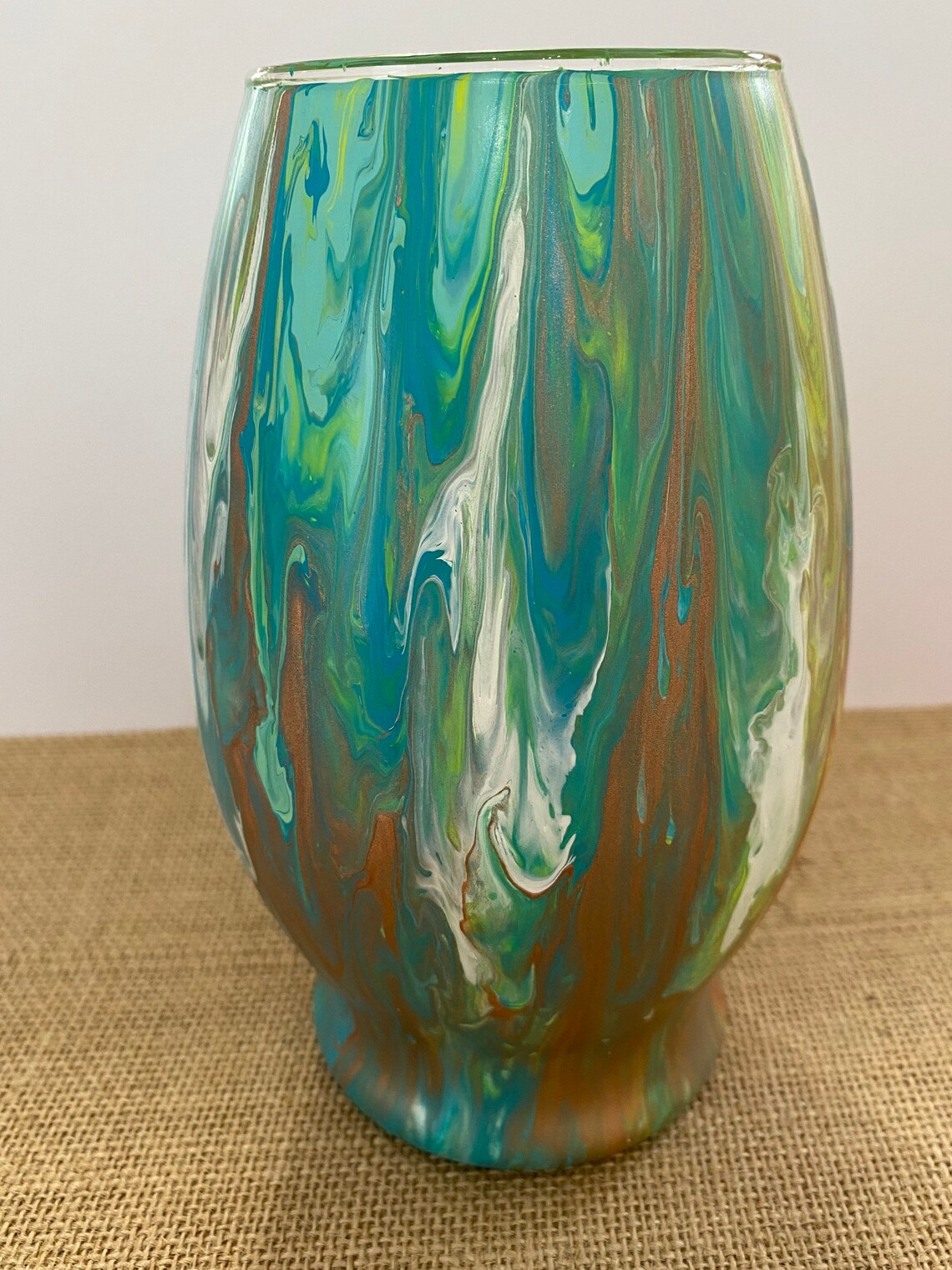Dirty Pour Fluid Pour Glass Vase Bookshelf Decor | Etsy