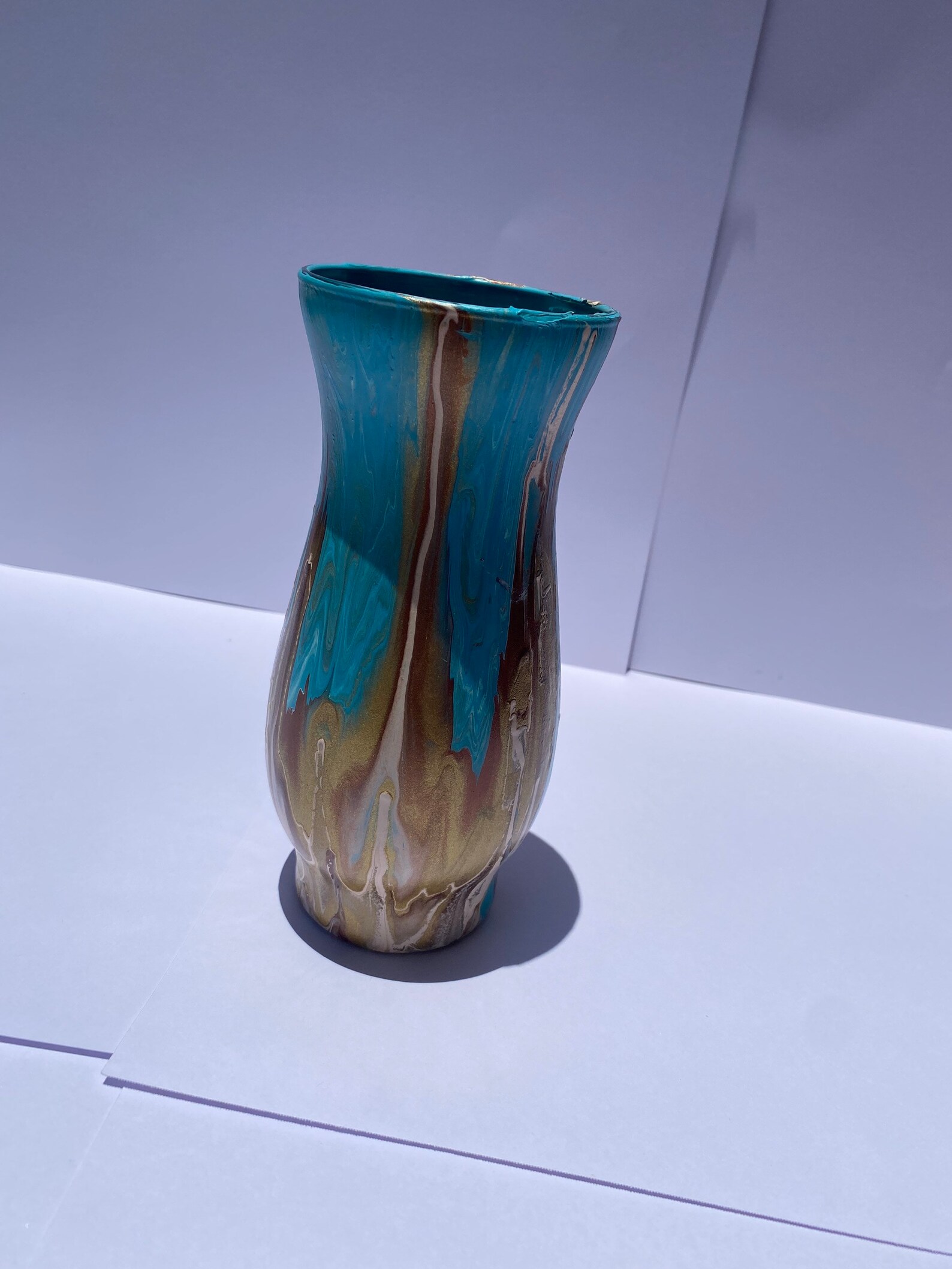 Dirty Pour Fluid Pour Glass Vase Bookshelf Decor Etsy