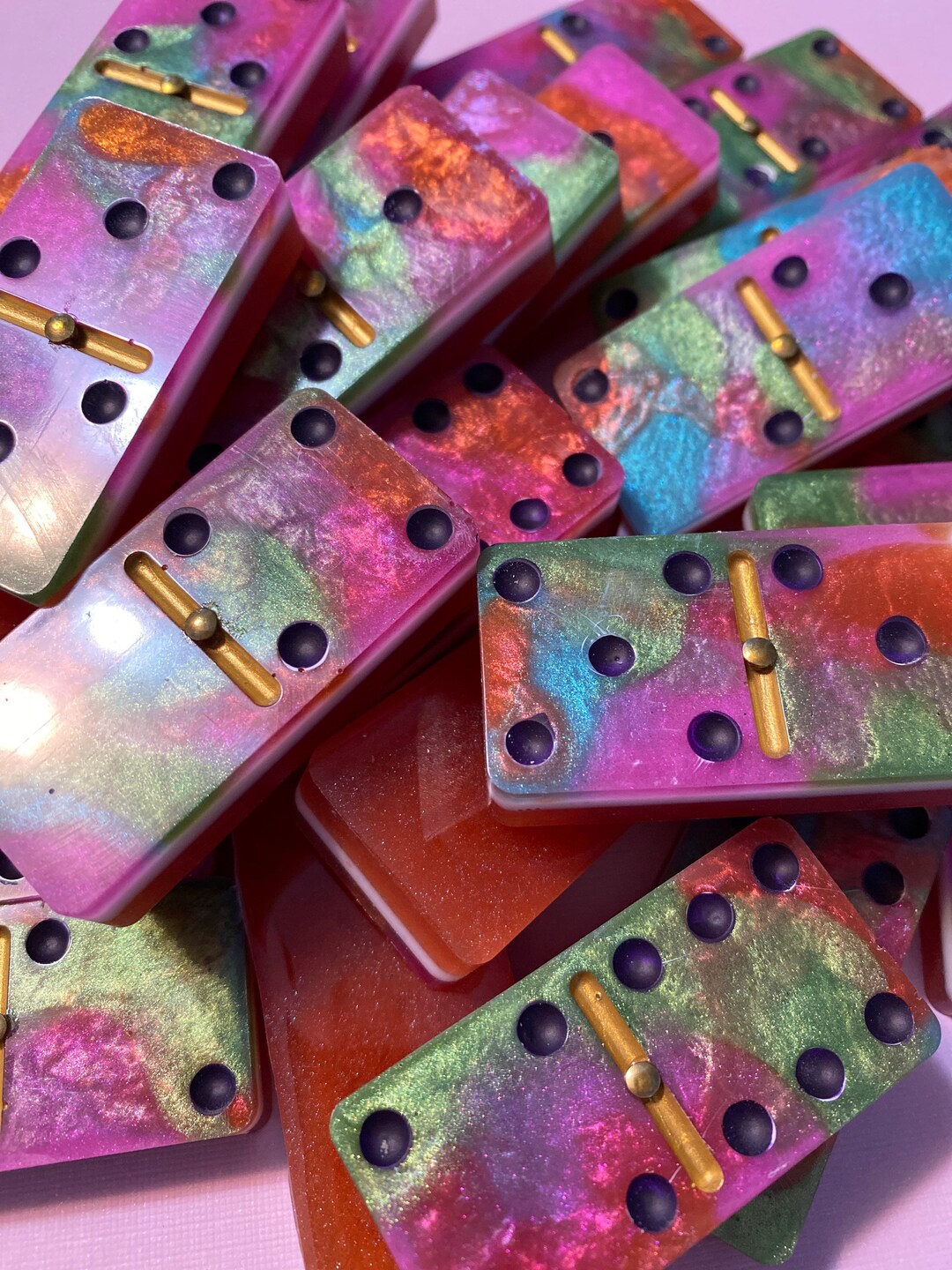 Handmade Tournament Dominoes With Brass Spinners desert Rose Etsy