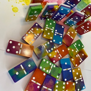 Rainbow Tournament Dominoes with Brass SPINNERS