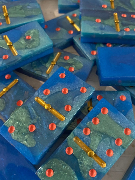 Professional Size Dominoes With Brass Spinners coral Reef Etsy