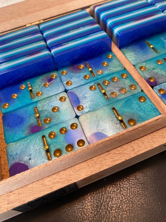 Standard Wide Size Dominoes With Brass Spinners atlantis Box Etsy
