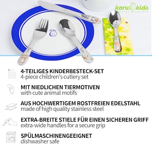 Koru Kids-Kinderbesteck Wildlife mit Gravur Namensgravur 4-teiliges Set aus rostfreiem Edelstahl spülmaschinengeeignet Bild 5