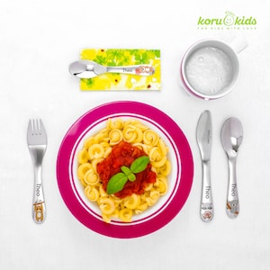 Koru Kids-Kinderbesteck Wildlife mit Gravur Namensgravur 4-teiliges Set aus rostfreiem Edelstahl spülmaschinengeeignet Bild 6