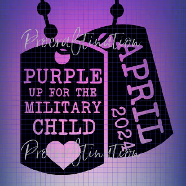 purple up for military children april 2024 svg