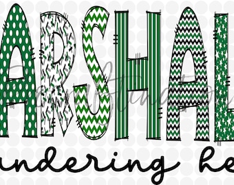 Marshall Thundering Herd doodle letters png digital file