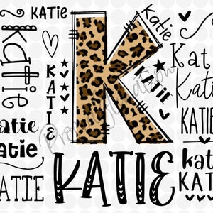 Katie name typography word art png digital file