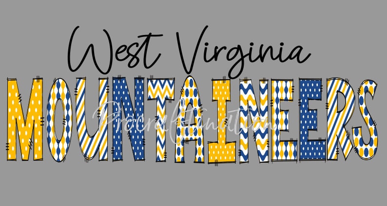 WV Mountaineers doodle letters png digital file