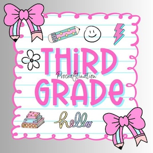 back to school third grade png digital file