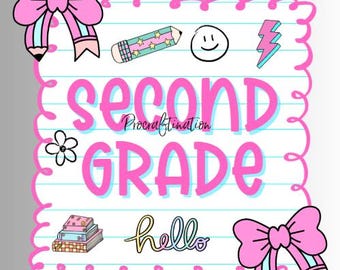 back to school second grade png digital file