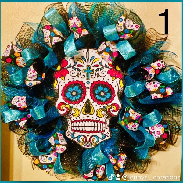 24” sugar skull wreath