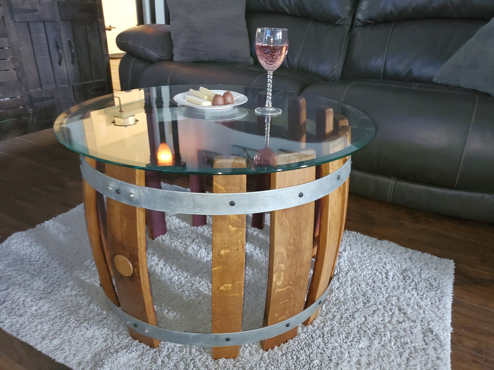 Reclaimed Red Wine Barrel Stave Coffee Table Conversation Etsy