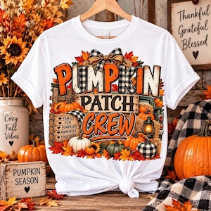Pumpkin Patch Crew PNG, 4500 × Fall Family Design, 300 DPI Digital Download