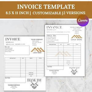 Minimal Invoice Template Canva Editable | Professional Business Billing (Instant Download) |Custom invoice image 1