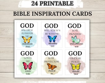 24 Bible Inspiration Cards | Christian Affirmation Cards Printable| Sunday devotional