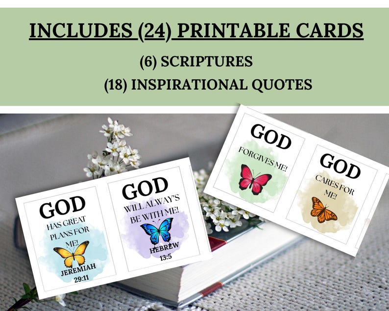 Christian Affirmation Cards for Women 24 Printable Bible Verses ...