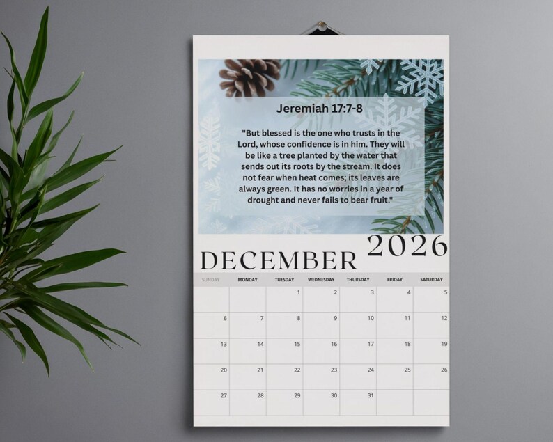 Editable 2026 12 Month Photo and Affirmation Calendar Template ...