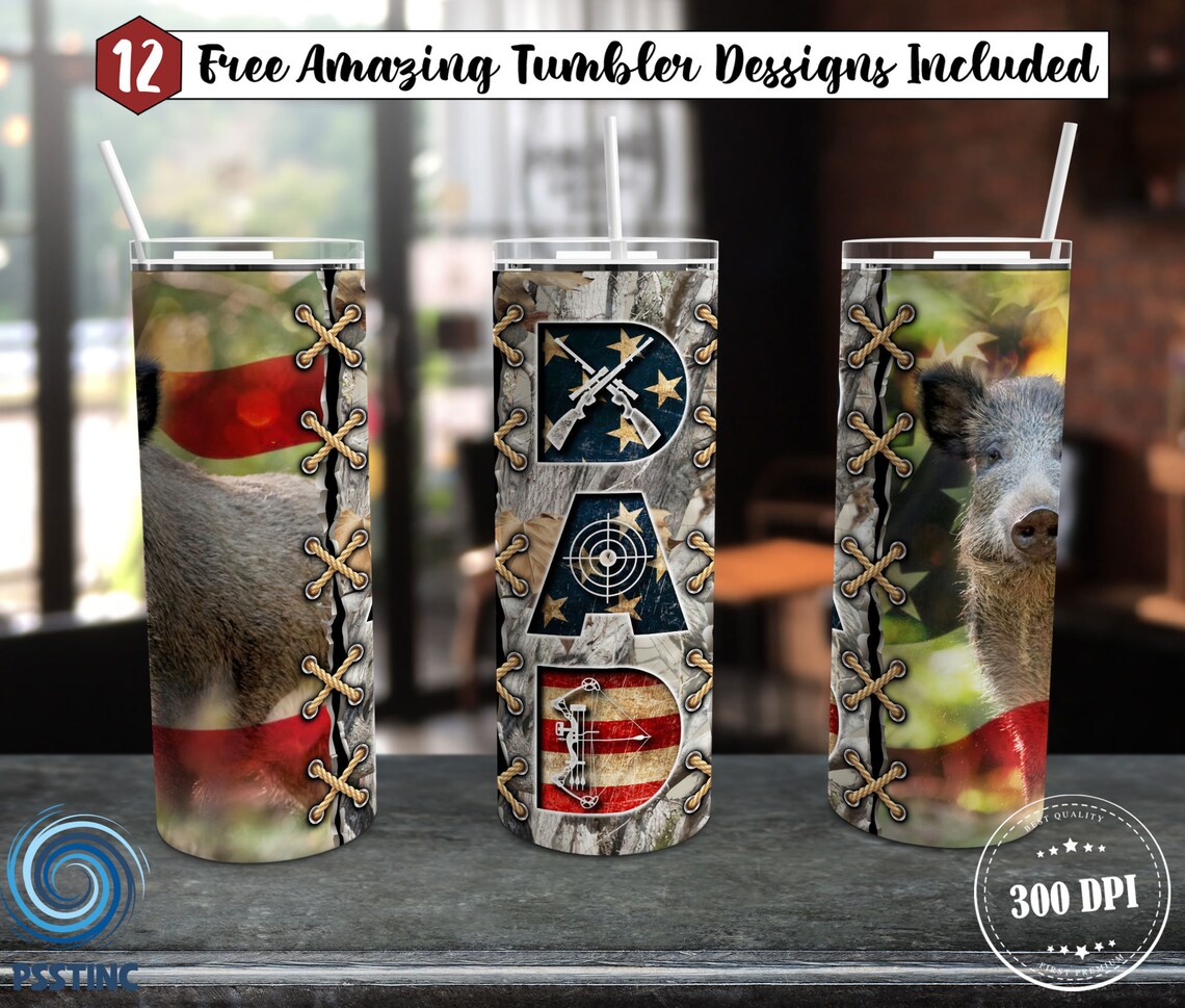 Hog Hunting Tumbler 20 Oz Skinny Sublimation Seamless Etsy